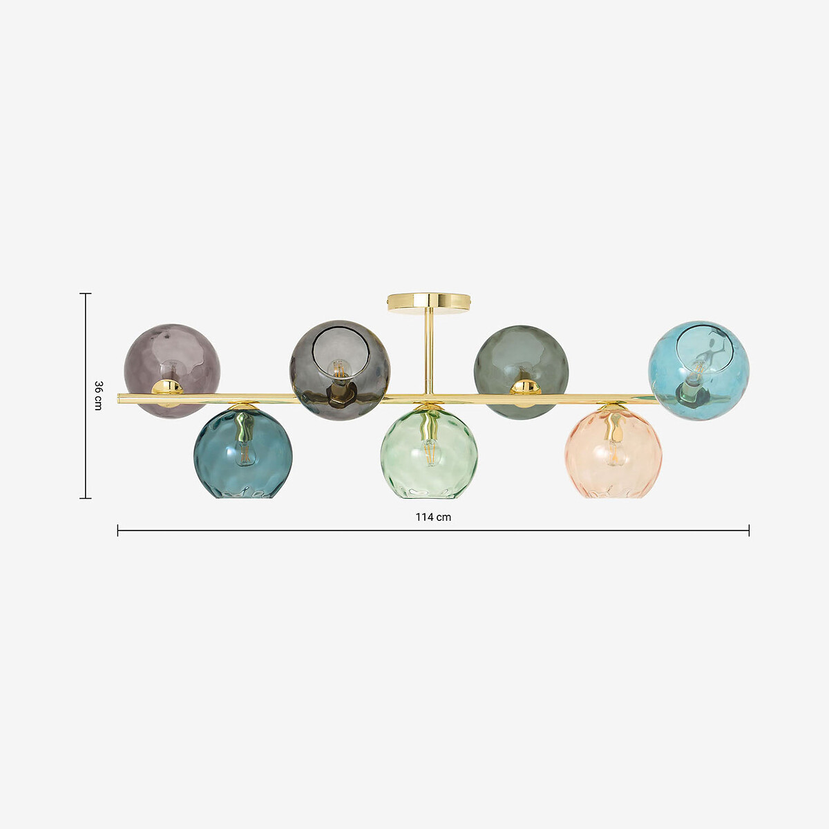 MADE.COM Ilaria 7-Light Swirl Glass Semi-Flush Ceiling Light multi-coloured, MADE