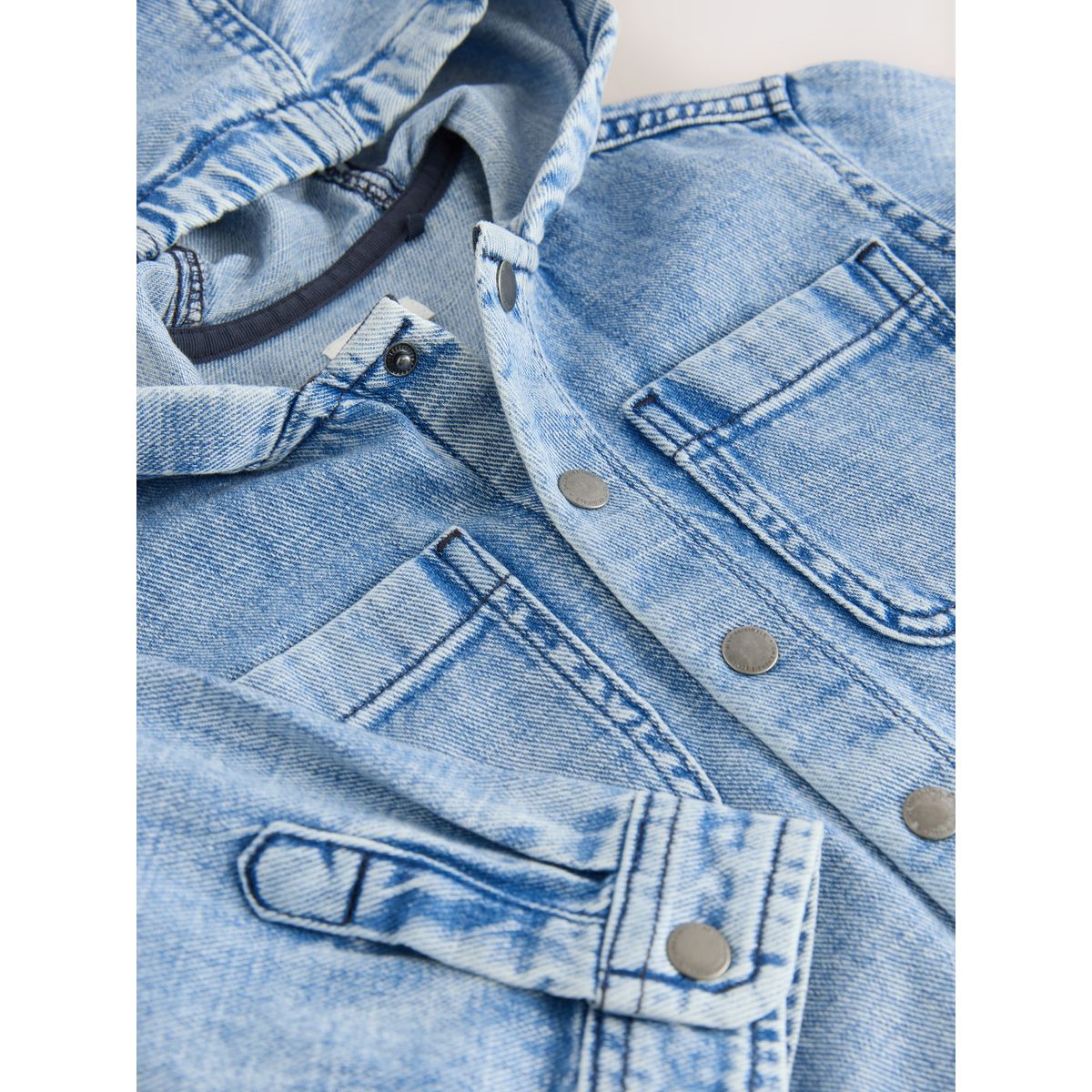 Surchemise en denim à capuche bleu moyen, NEXT