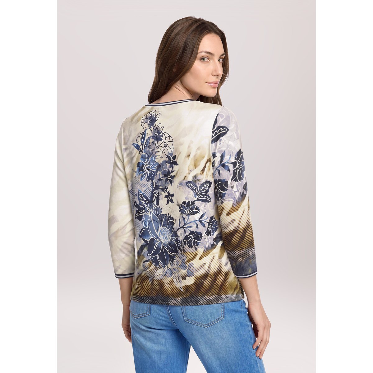Haut casual à cordon coulissant sous tunnel beige/bleu, BETTY BARCLAY