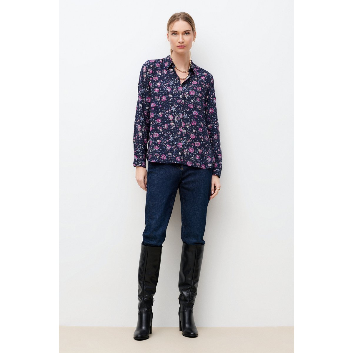 Chemise droite col chemise CJESSICA bleu marine, CAROLL