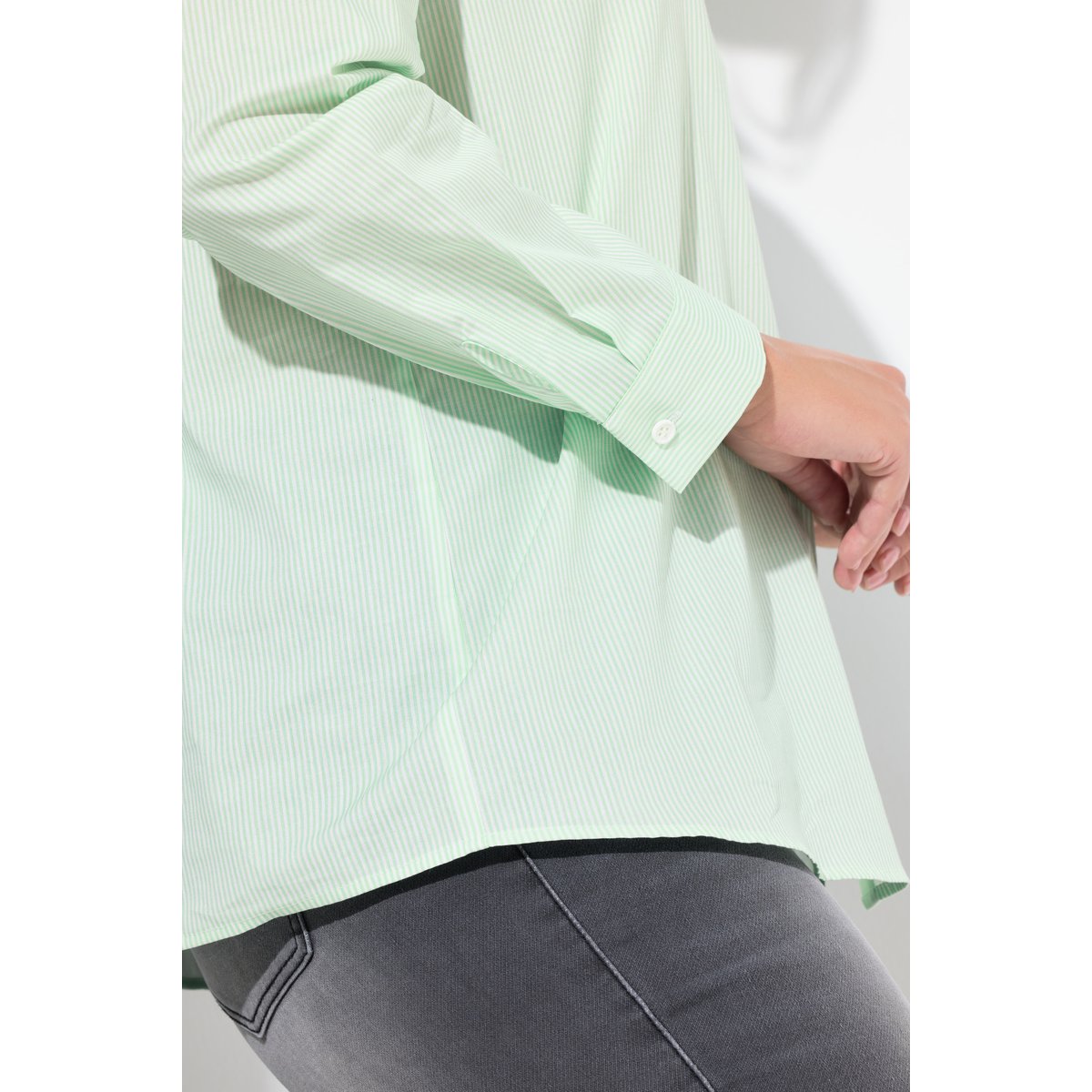 Blouse à rayures, ligne A menthe verte, ULLA POPKEN