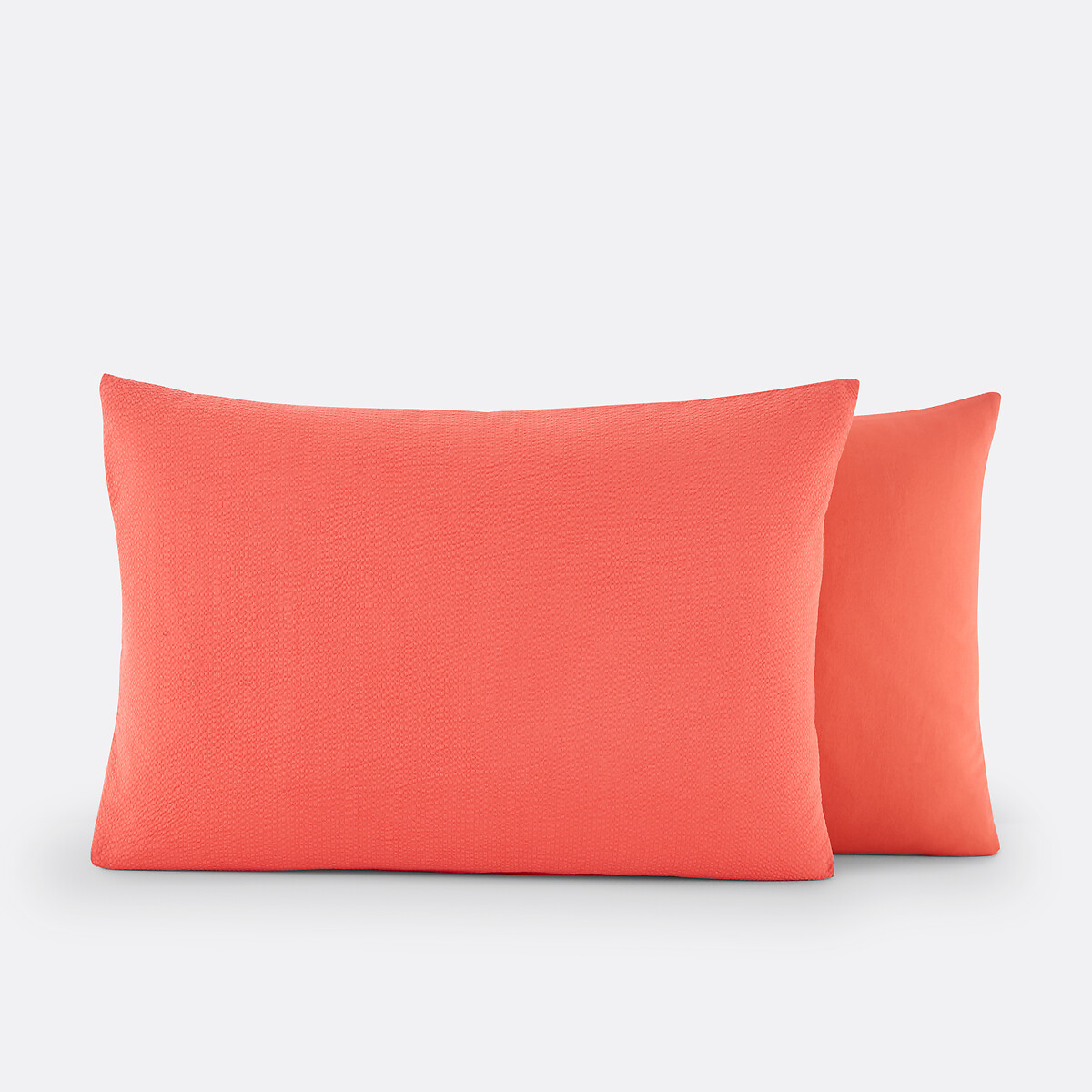 Taie d'oreiller coton et coton lavé, Seersucker corail, LA REDOUTE INTERIEURS