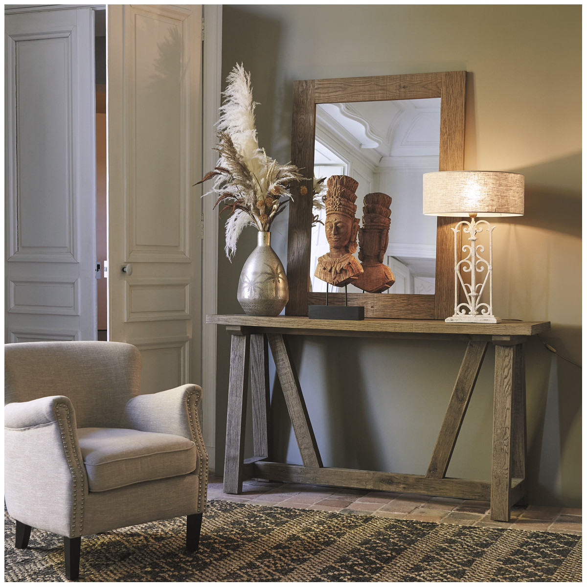 Tapis en coton marron, BLANC D’IVOIRE