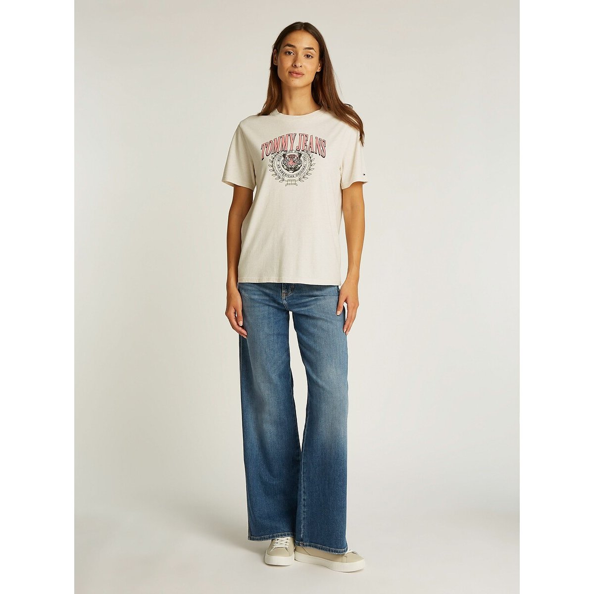 Printed Short Sleeve T-Shirt beige, TOMMY JEANS