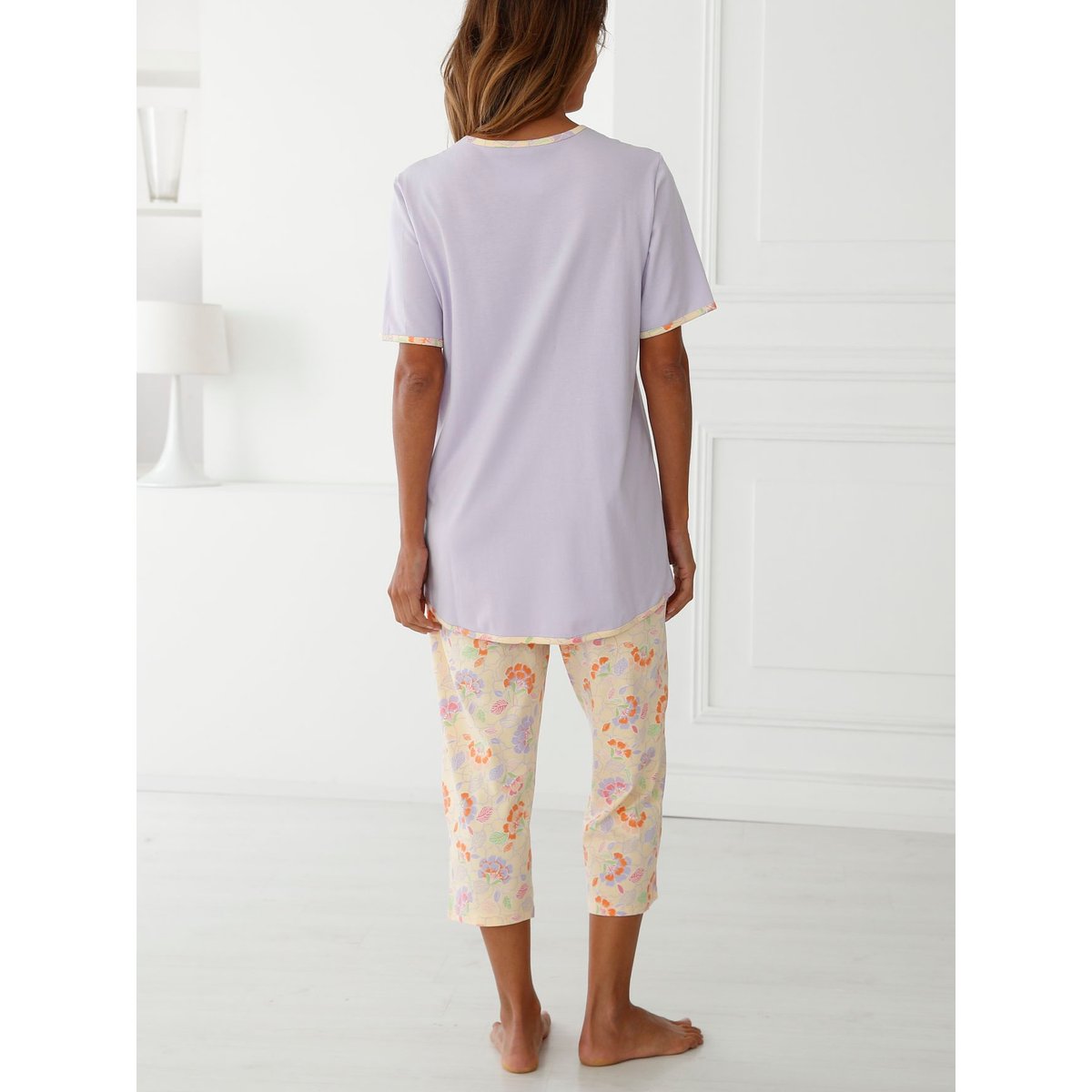 Pyjacourt femme en maille coton imprimé lilas, DAXON