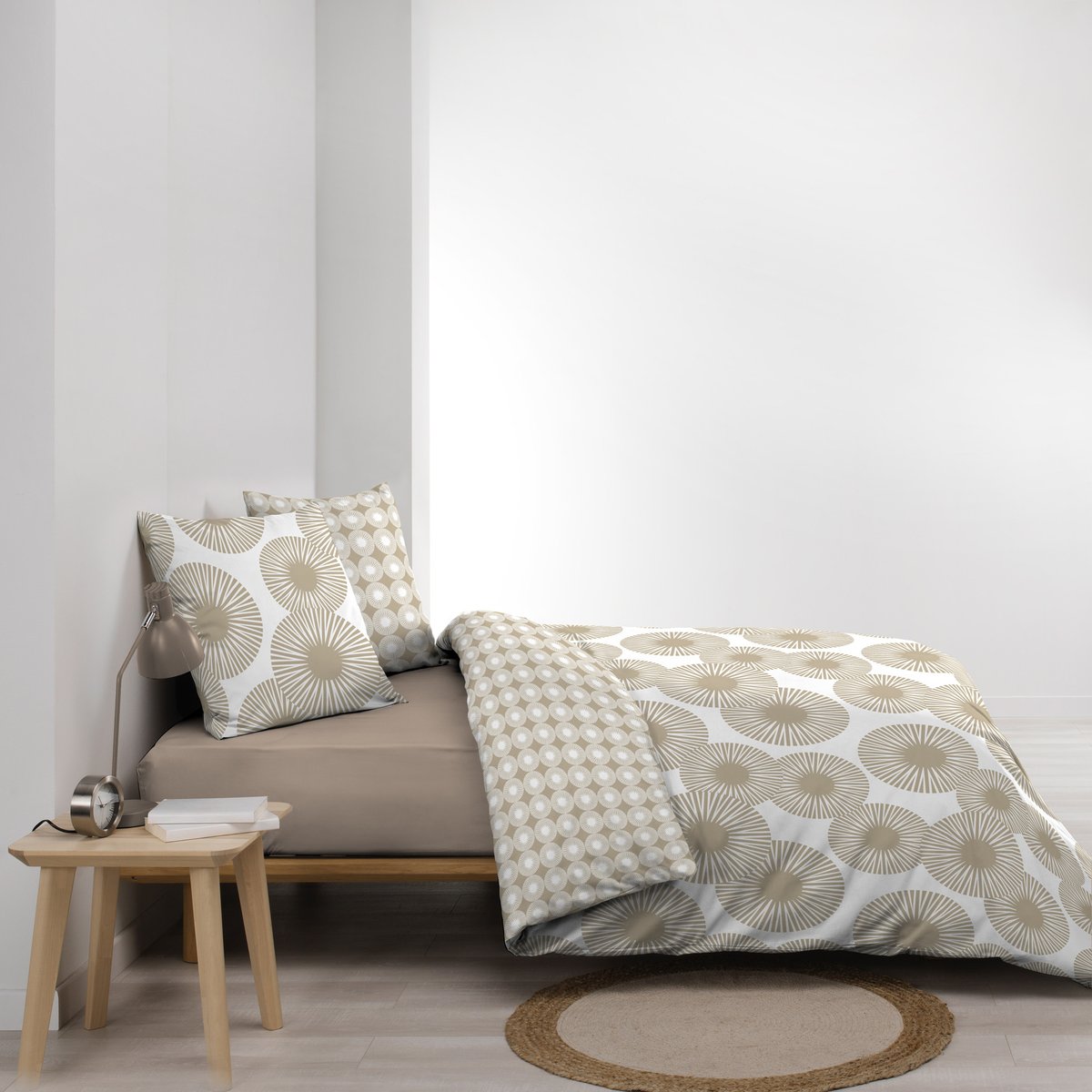 Parure de lit Collection Nabula fleurie beige, EDEN