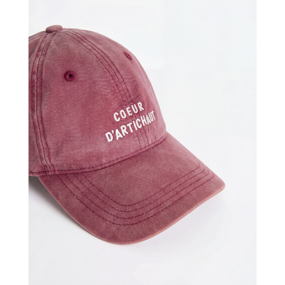 Casquette Cœur d'artichaut brodé rouge merlot, EMOI EMOI