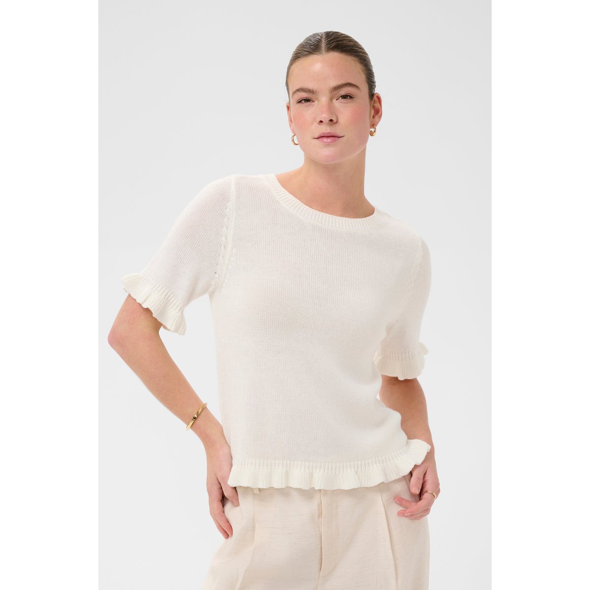 Pullover tricoté blanc, KAFFE