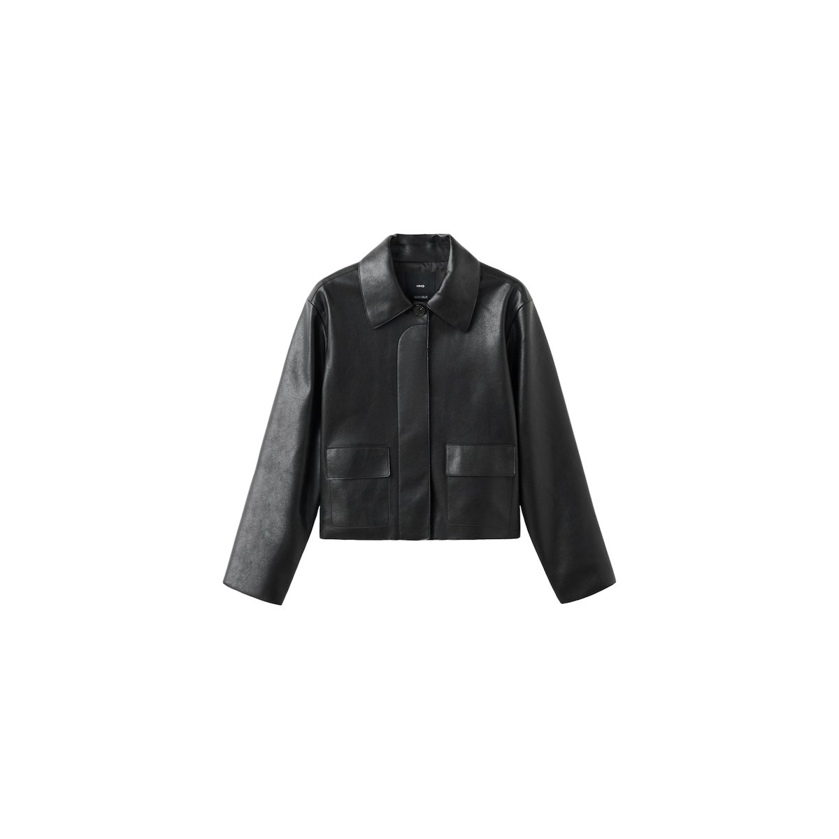 Veste cuir synthétique poches noir, MANGO