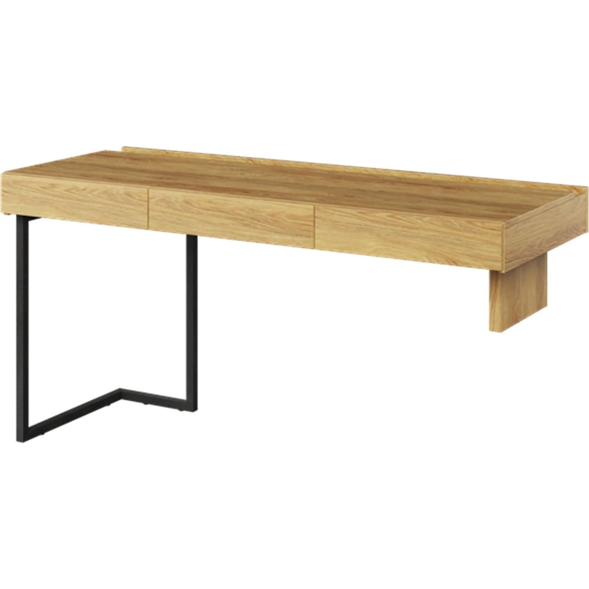 Bureau d'angle avec tiroirs TEEN FLEX hickory naturel et acier brut, RECOLLECTION