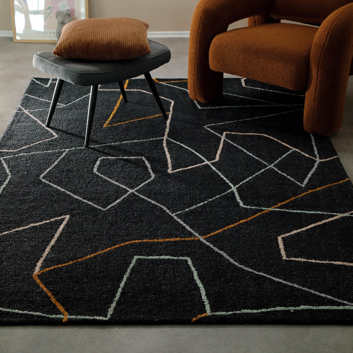 Tapis laine & viscose tufté main , Nox anthracite, WECON HOME