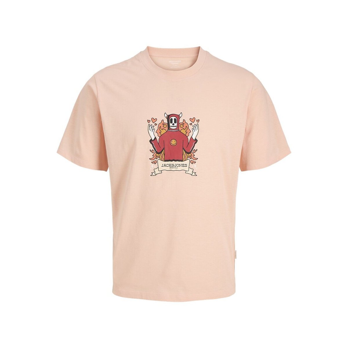 T-shirt met korte mouwen, ronde hals en tekstopdruk licht abrikoos, JACK & JONES