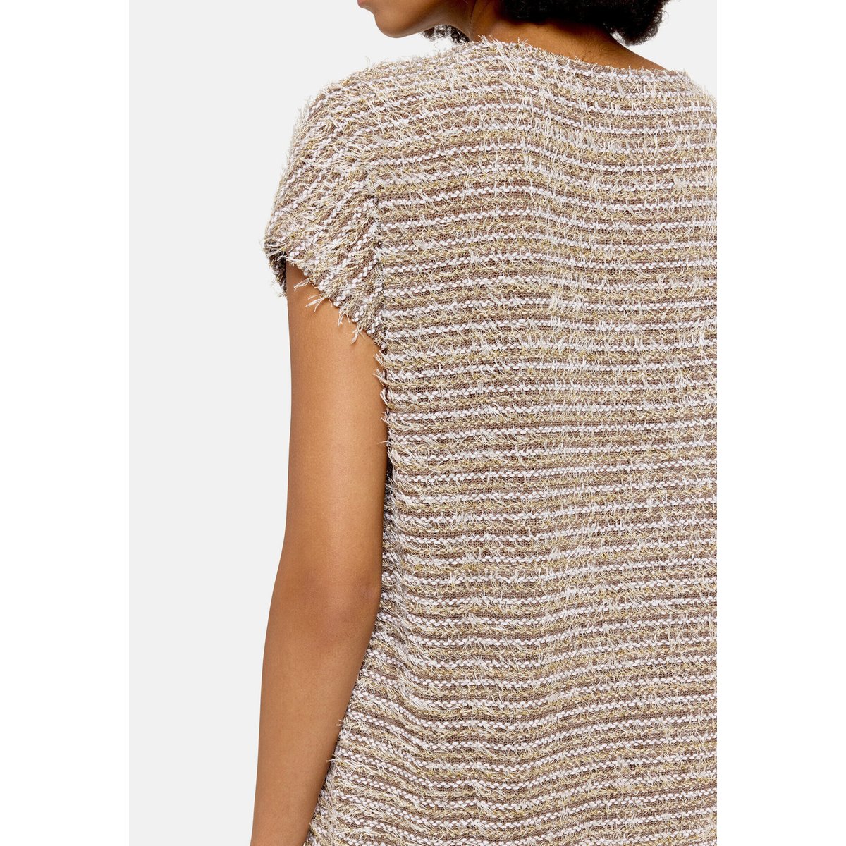 Pull-over en fine maille à fils de fil textile taupe/beige, BETTY BARCLAY