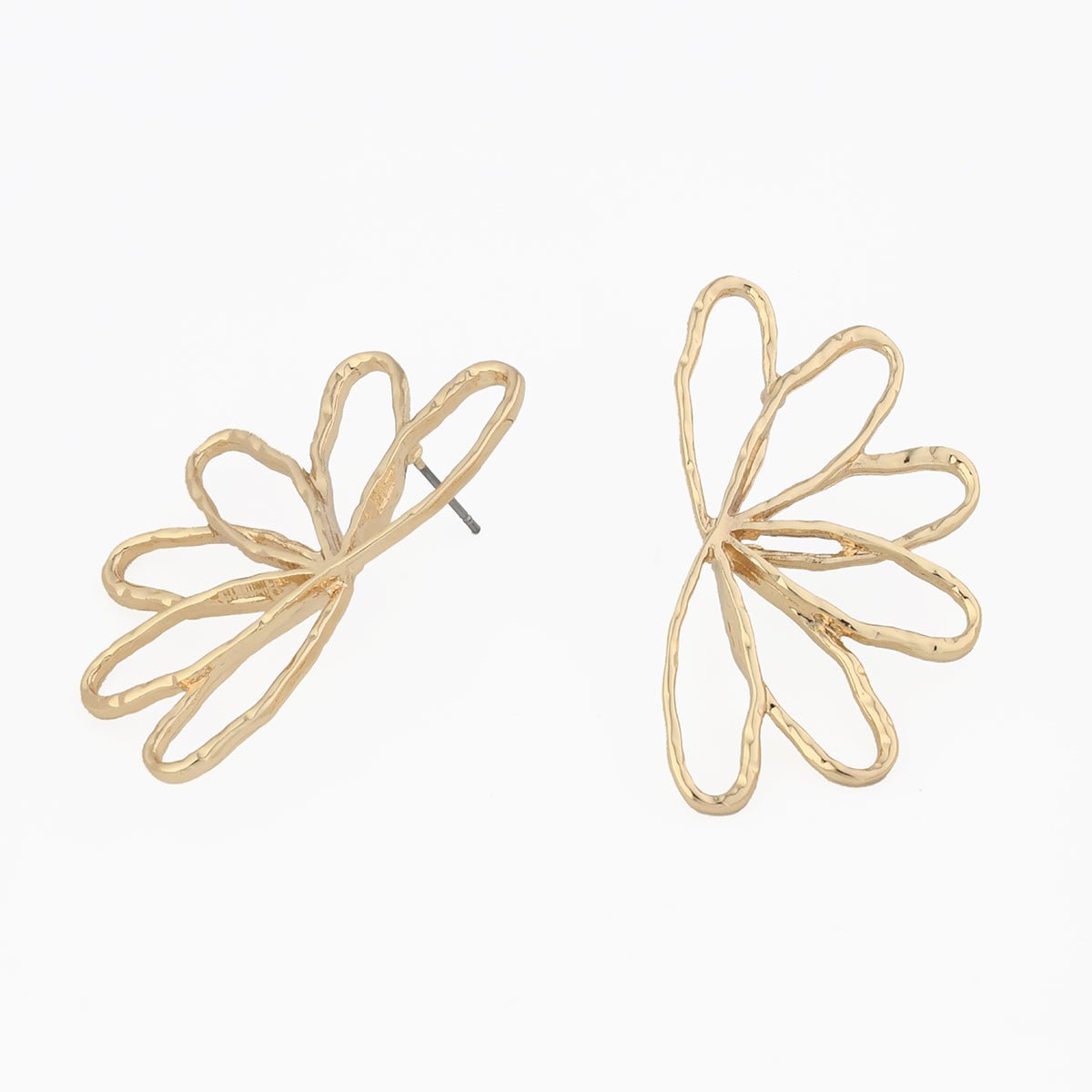 Boucles d'oreilles demi fleurs martelées doré, BALABOOSTE