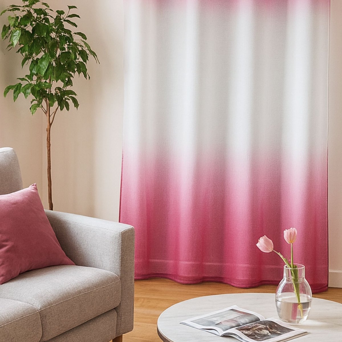 Voilage tie and dye coloré rose clair, HOME MAISON