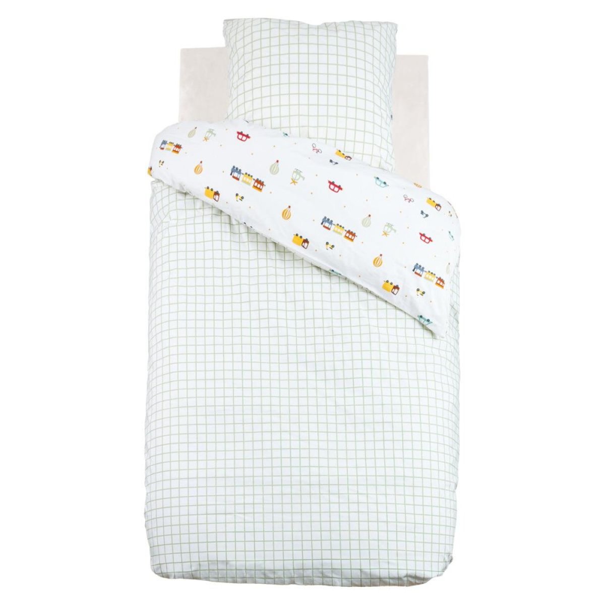 Housse de couette enfant 140x200 VOITURES + taie coton 57 fils blanc, ATMOSPHERA