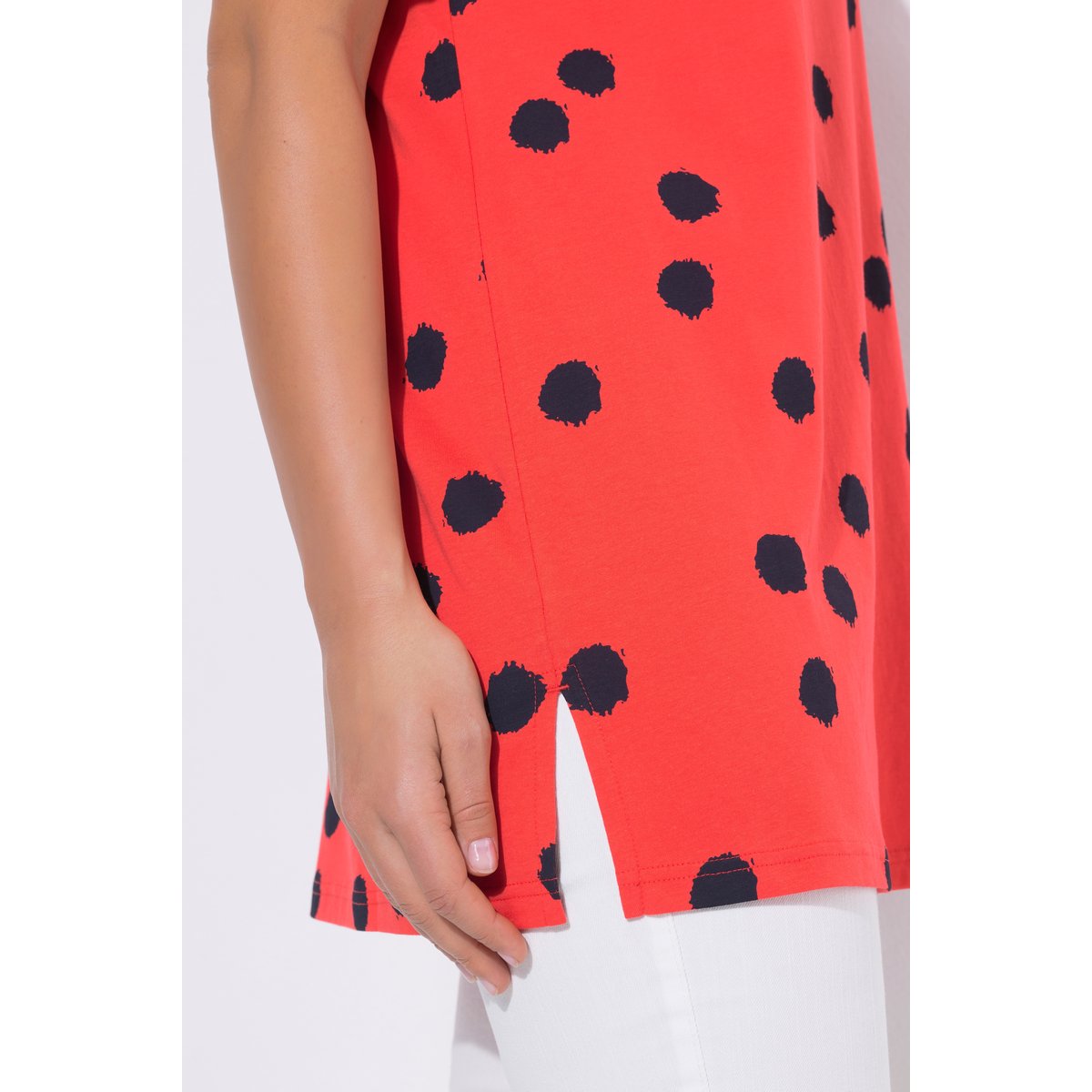 T-shirt long motif à pois corail, ULLA POPKEN