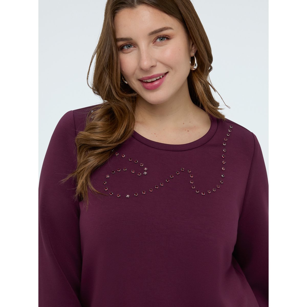 Sweat-shirt avec strass burgundy, FIORELLA RUBINO