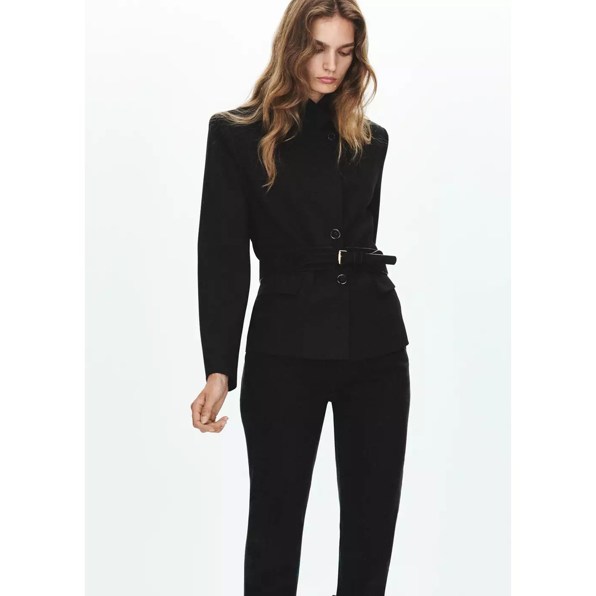 Jean slim taille haute black denim, MANGO