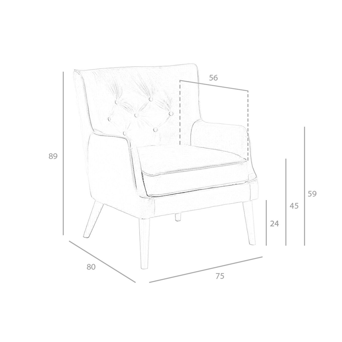 Fauteuil Chester cuir gris foncé gris foncé | noyer, ANGEL CERDA