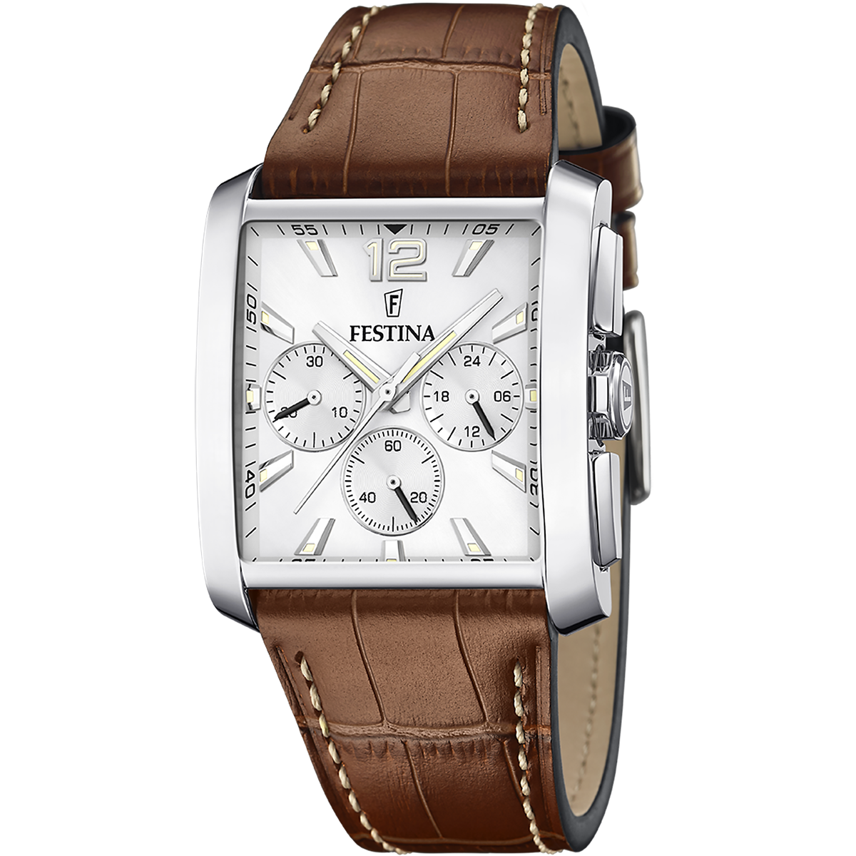 Montre Analogique  ON THE SQUARE argenté argenté marron, FESTINA