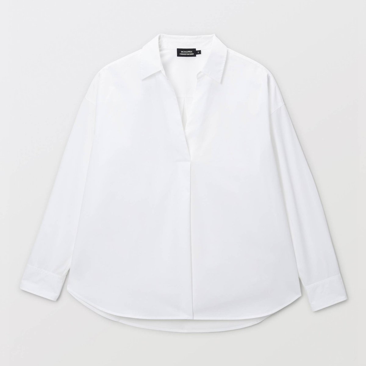Blouse manches longues en coton BIO GOTS blanc, MONOPRIX