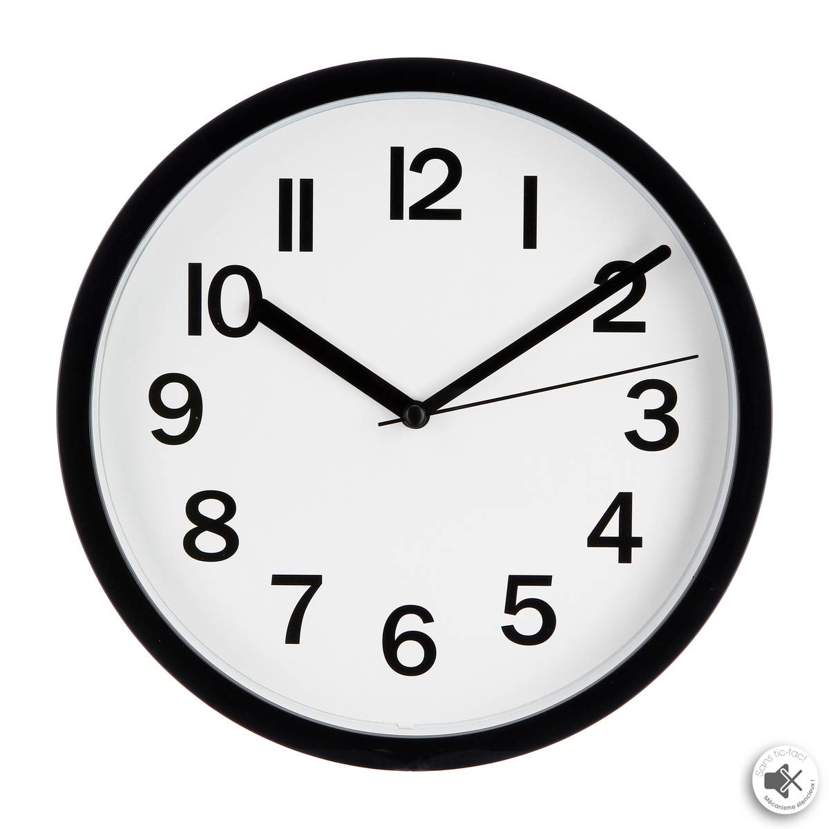 Horloge murale design cadre en métal brossé LOLY noir, ATMOSPHERA