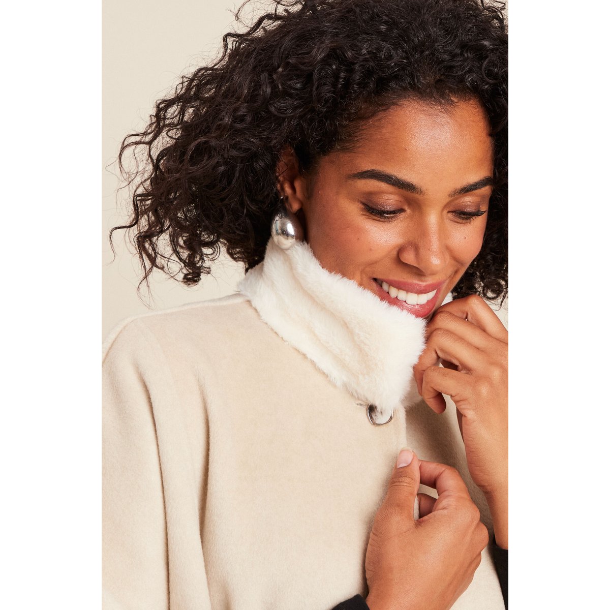 Poncho cape coupe ample ivoire, BREAL