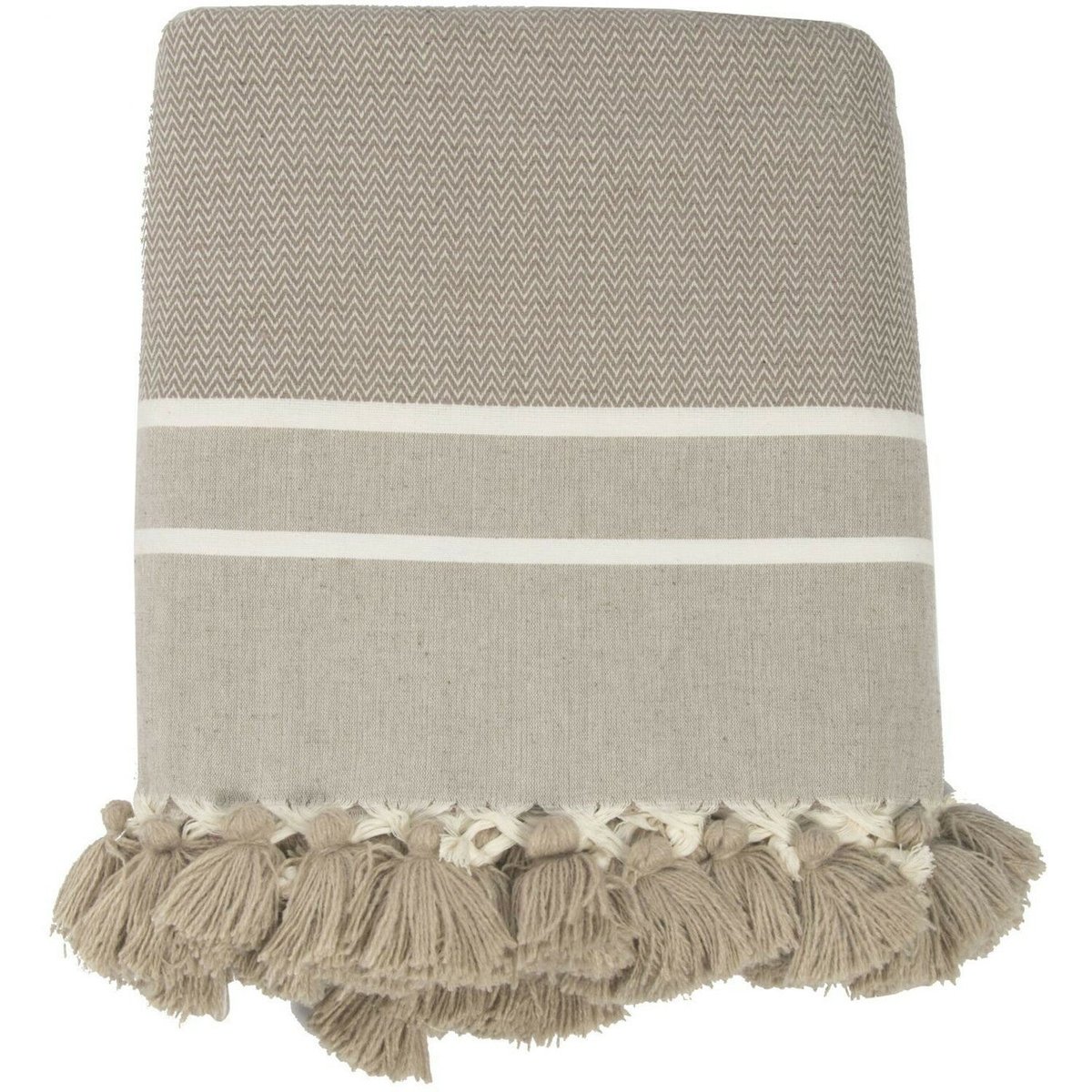 Plaid coton STOCKHOLM taupe, FEBRONIE