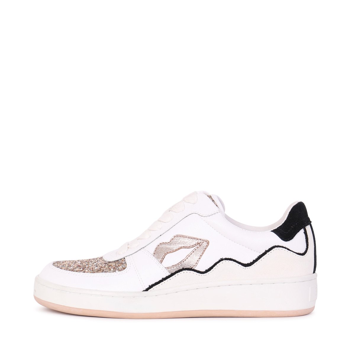 Baskets En Cuir Loulou Glitter rose-gold, BONS BAISERS