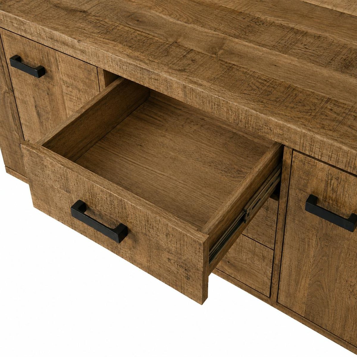 Buffet bois métal 3 portes double plateau KARGO bois naturel, PIER IMPORT