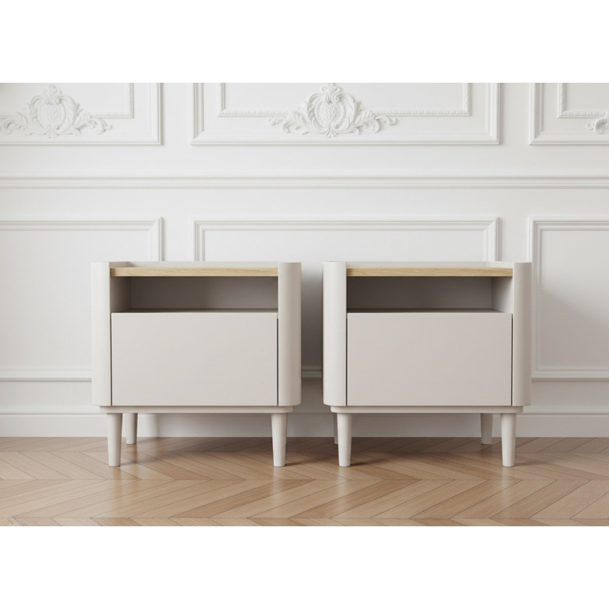 Table de chevet , ANYA beige, BOBOCHIC