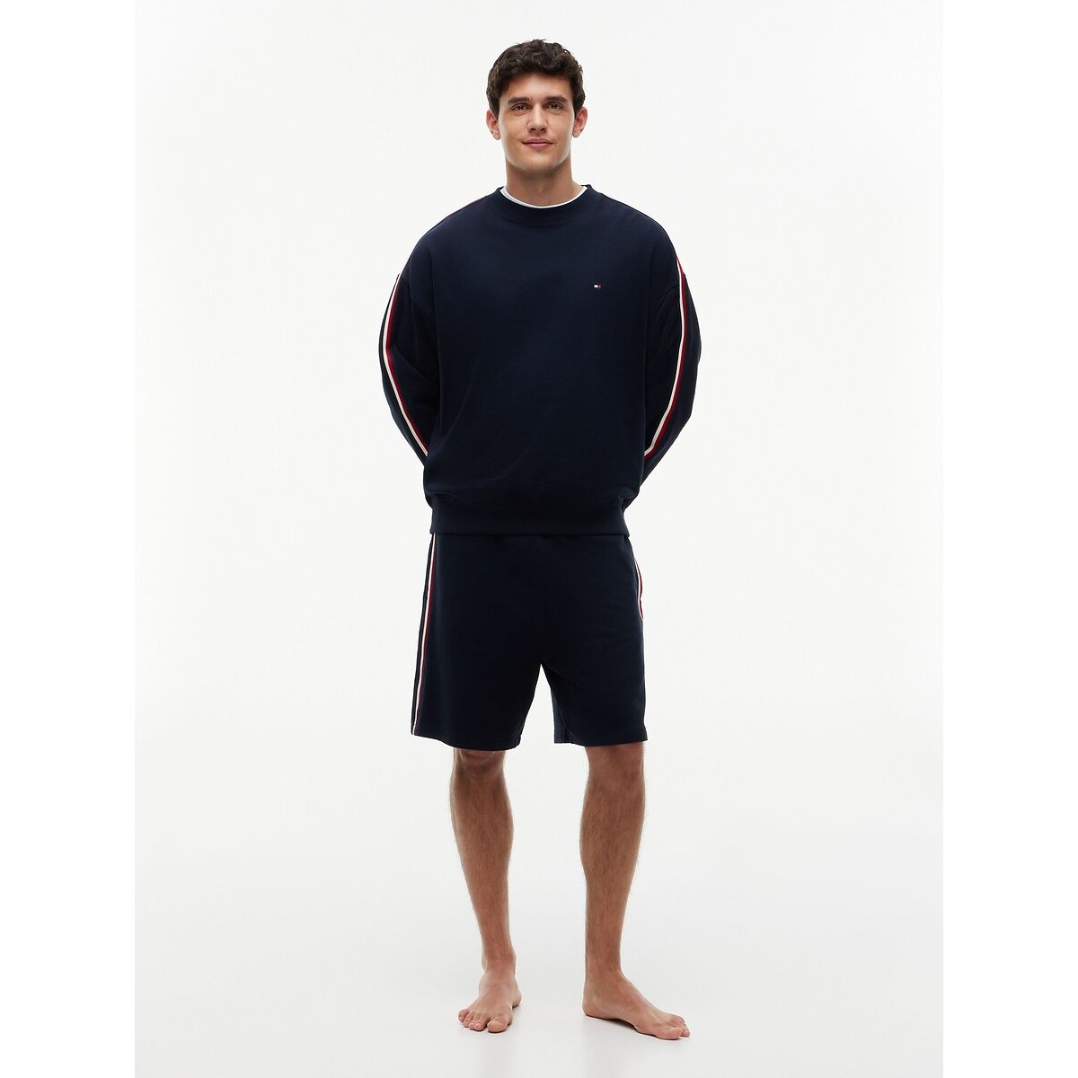 T-shirt pigiama, maniche lunghe blu marino, TOMMY HILFIGER