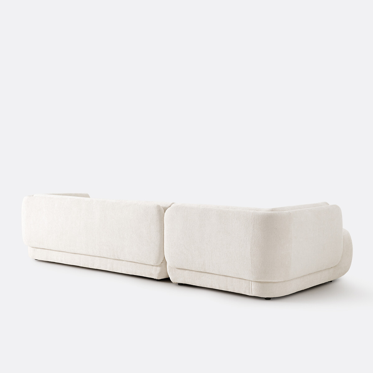 Ecksofa mit Ecke links Méridiano, dicker Samt ecru, LA REDOUTE INTERIEURS