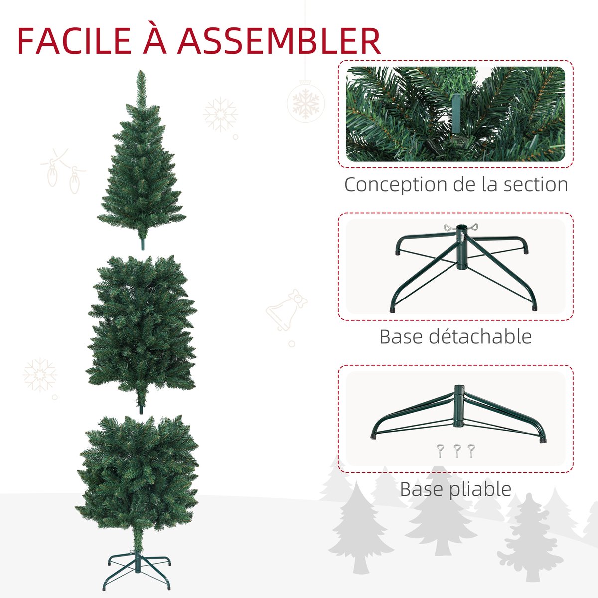 Sapin de Noël Plastique Vert vert, HOMCOM