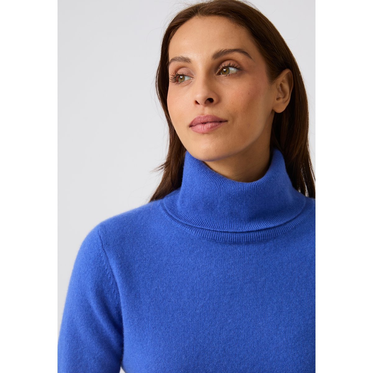Pull col roulé pur cachemire bleu, DAMART