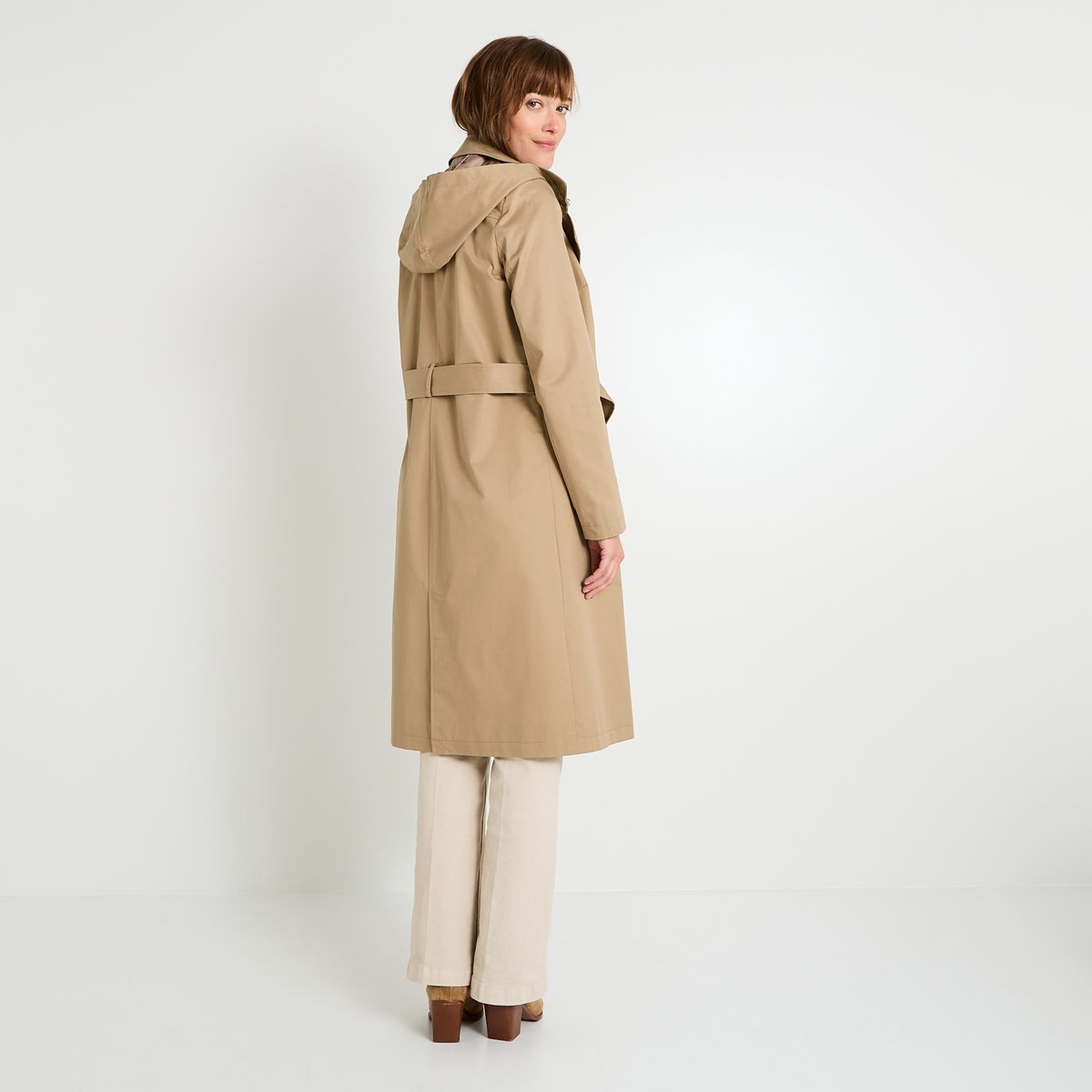 Trench long marron camel, GRAIN DE MALICE