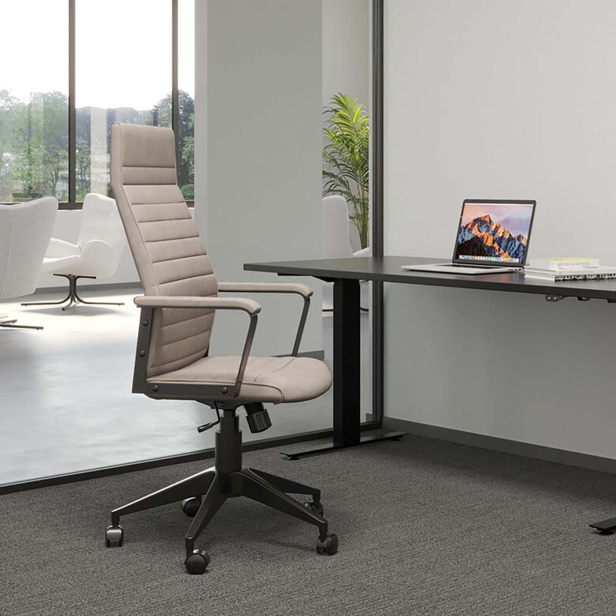 Chaise de bureau pivotante haute, LABORA taupe, KARE DESIGN