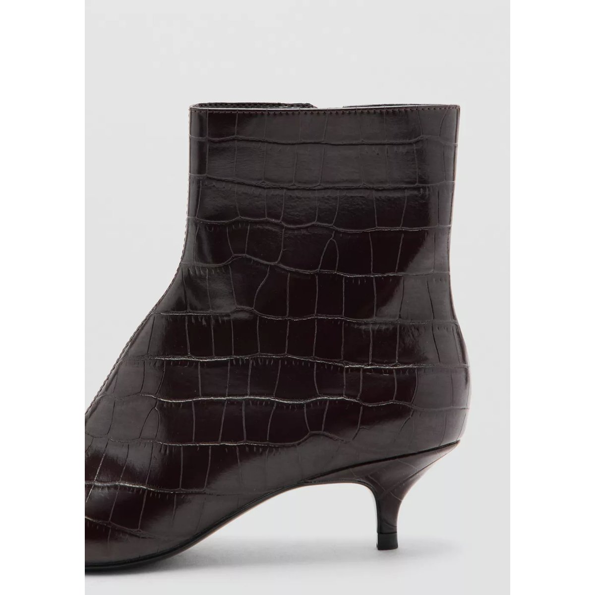 Bottines kitten heel pointues bordeaux, MANGO