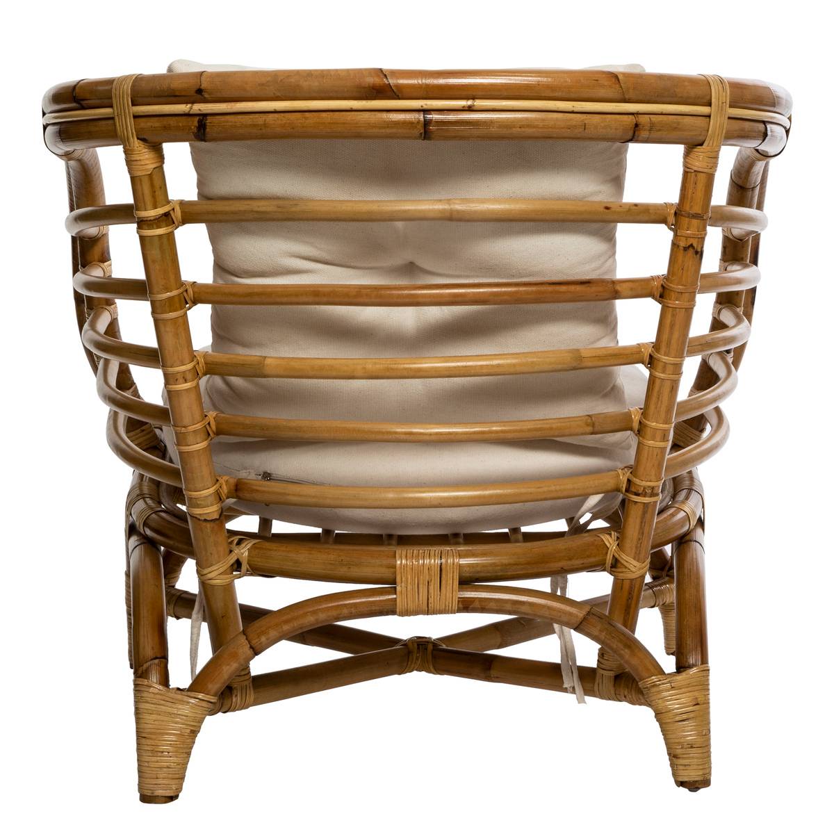 Fauteuil en rotin et coton FARAH blanc, ATMOSPHERA