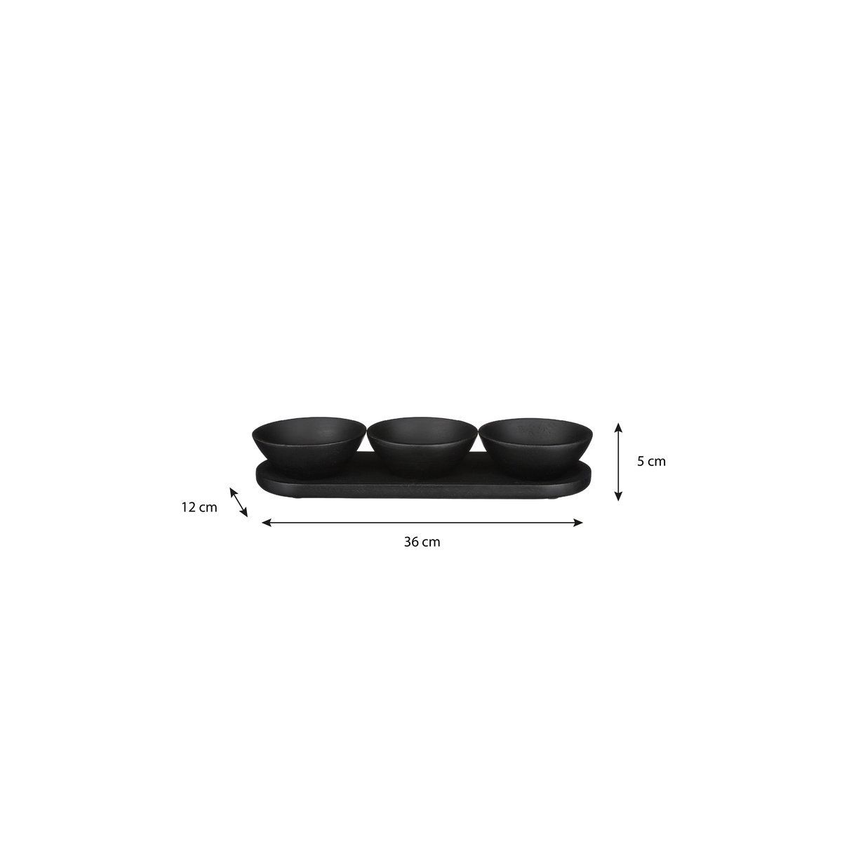 Plateau et ses 3 bols TOMAR noir, MICA DECORATIONS