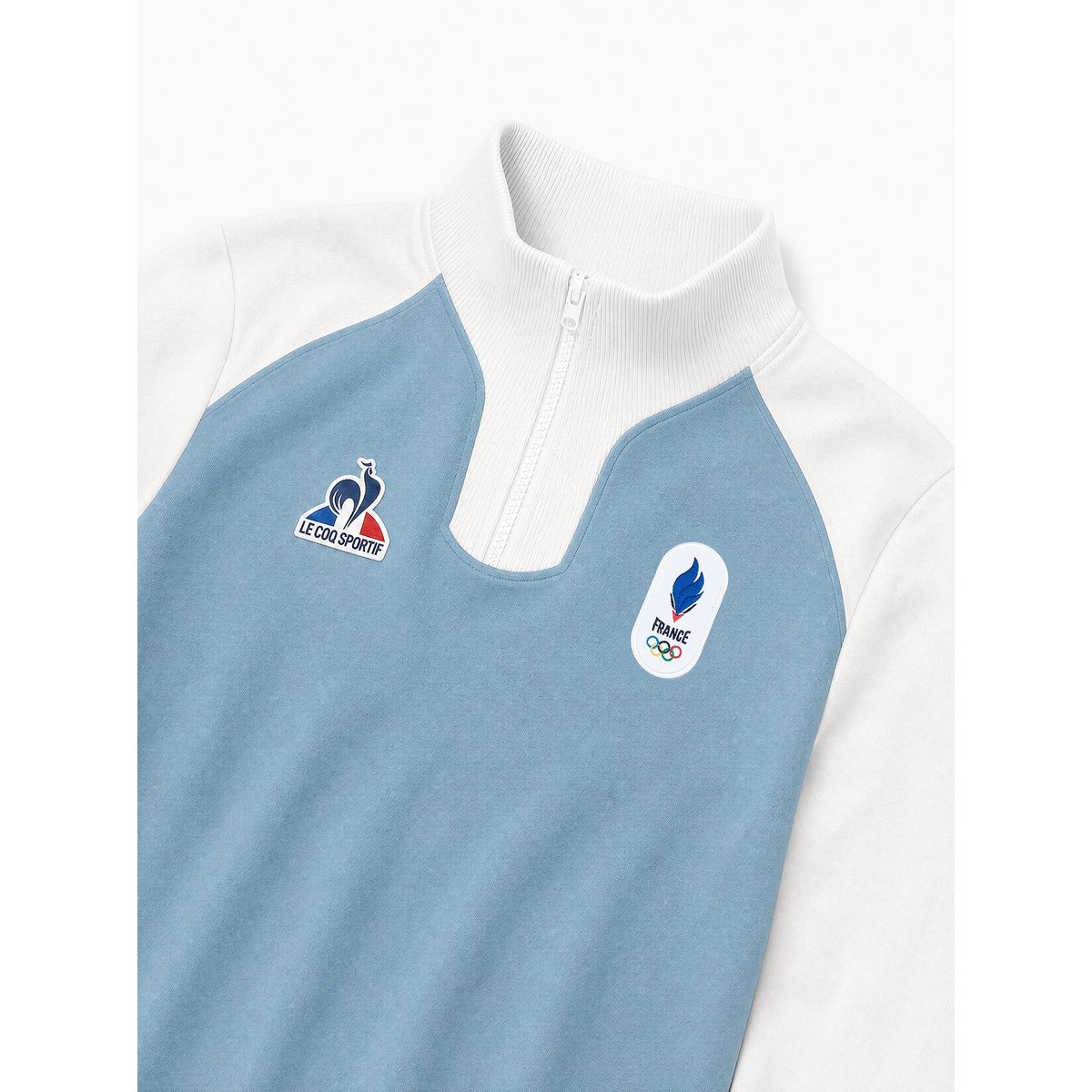 Polo col zippé Équipe de France Olympique 2026 Jeux Olympiques EQUIPE DE FRANCE ashley blue/marshmallow, LE COQ SPORTIF