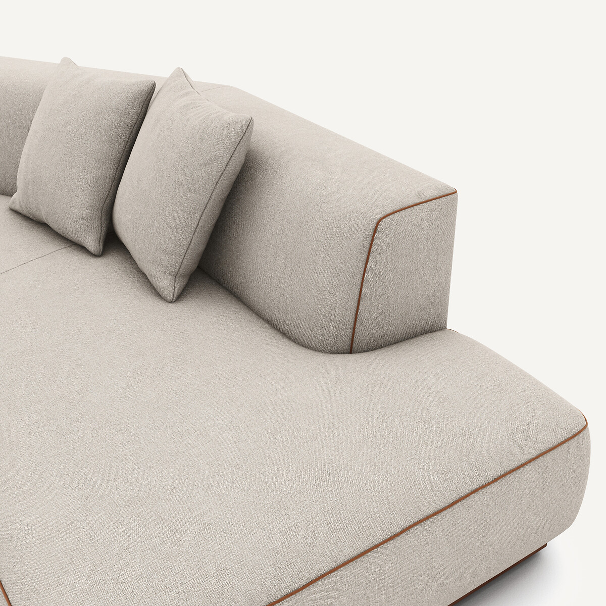 Canapé d'angle gauche ouvert avec repose-pieds en texturé viscose et lin, JACOPO naturel, AM.PM