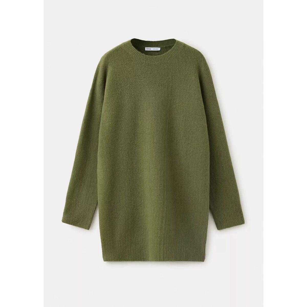 Robe en maille à manches longues vert forêt, MANGO