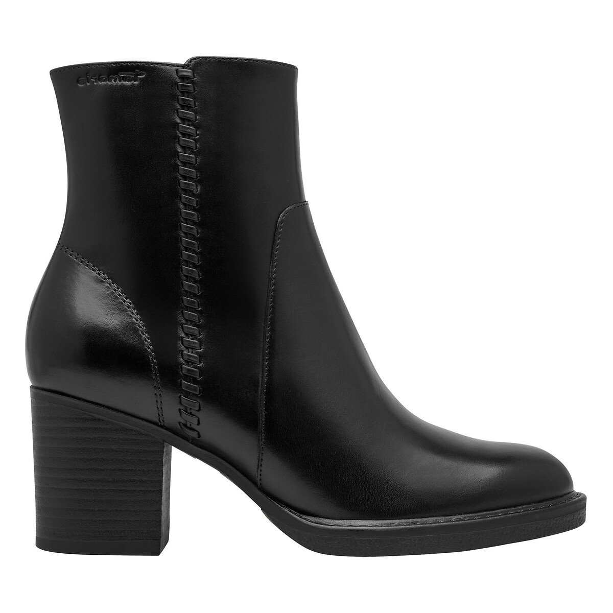 Bottines à talons, en cuir noir, TAMARIS