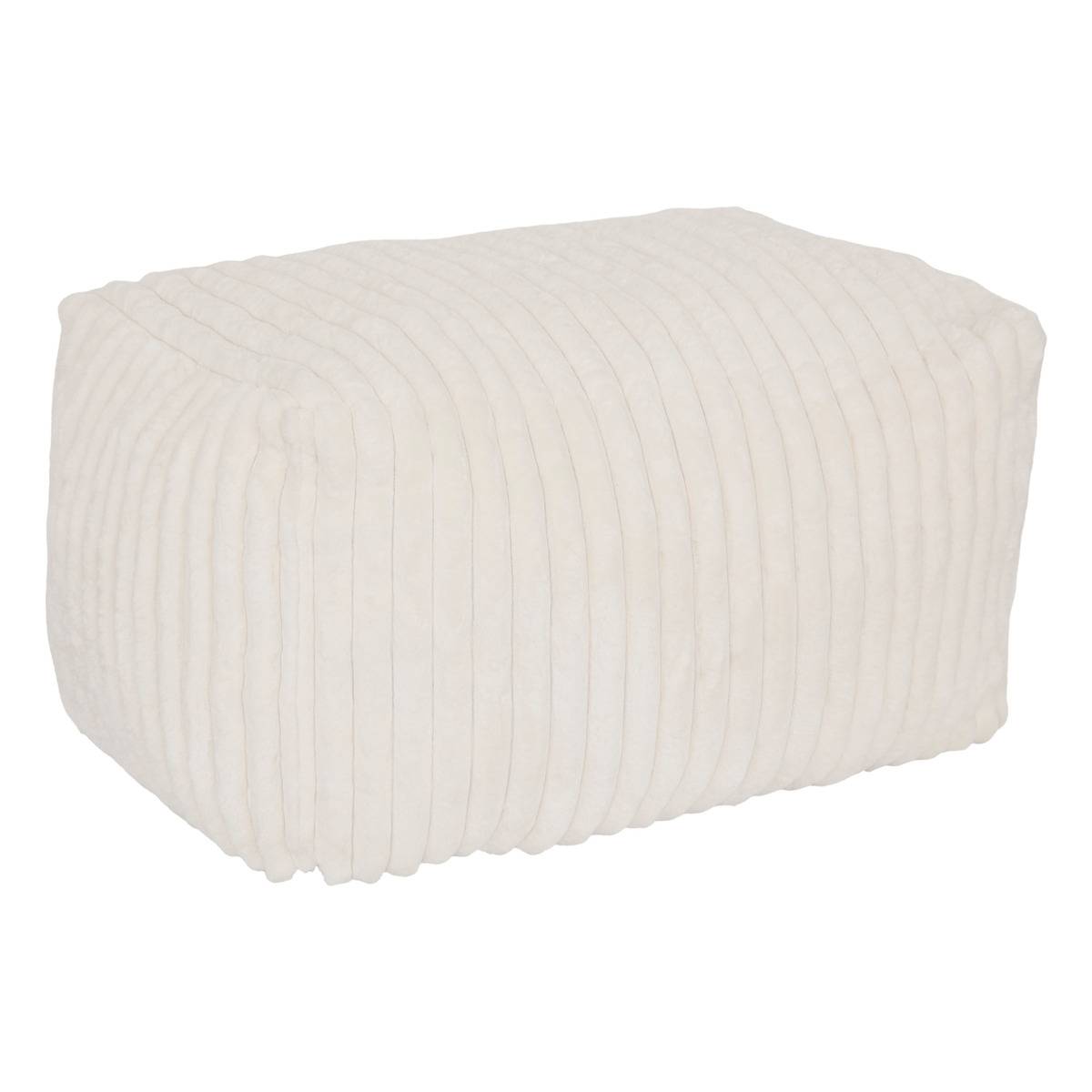 Pouf rectangulaire en velours côtelé MUZI crème, ATMOSPHERA