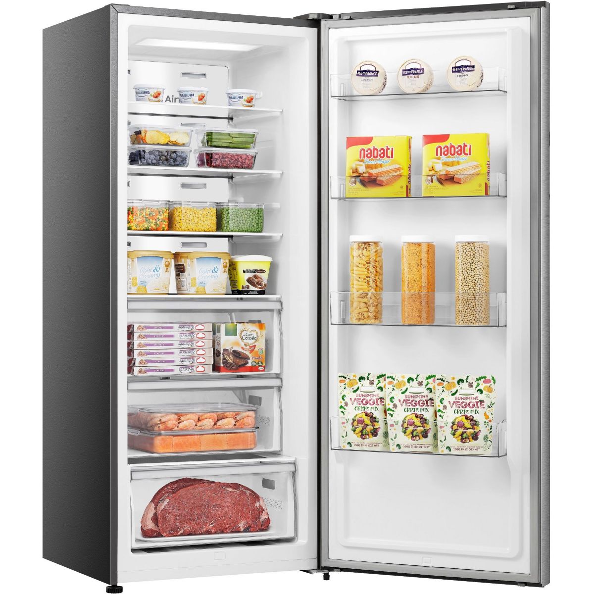 Congélateur armoire FT500N4AIE réversible en réfrigérateur gris, HISENSE