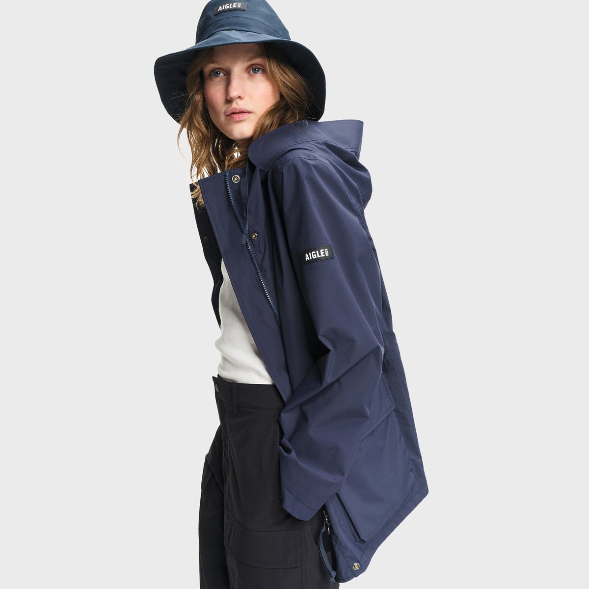 Parka courte imperméable MTD bleu marine, AIGLE