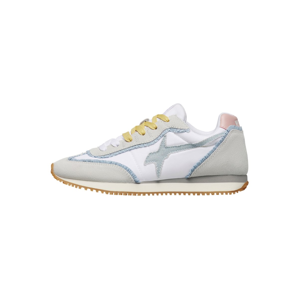 Sneakers en daim et tissu SAMOA-UNI. blanc-céleste, W6YZ