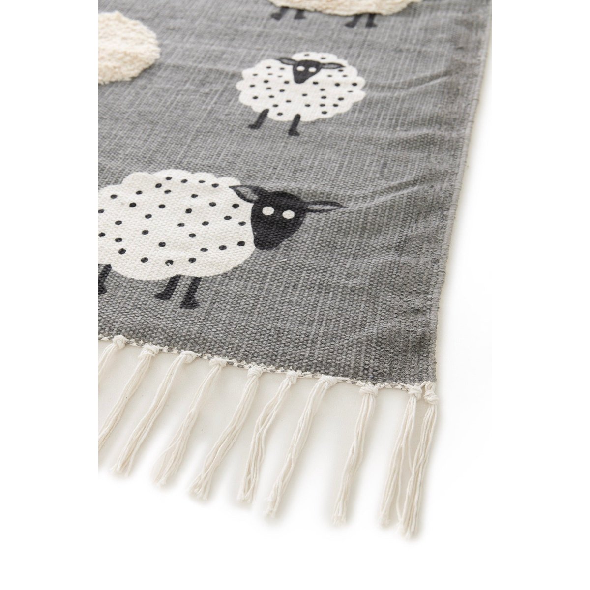 Tapis enfant en coton PETITS MOUTONS gris minéral, AFK LIVING